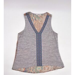 Miss Me Shirt Womens medium Blouse V-Neck Sleeveless Pullover Embroidered